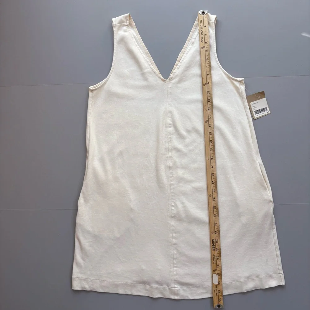 For Days Sleeveless 100% Organic Cotton XL Dress Side Pockets V-Neck Minimalist